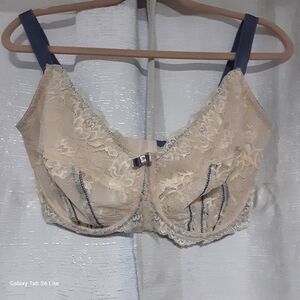 Adore Me Lace Bra in Cream and Blue